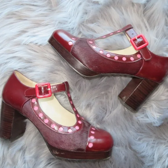 Clarks Burgundy and Pink Heels - Picture 3 of 6